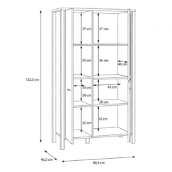 Vitrine H152 Cm Décor Noir Et Effet Chêne Avec Poignées Noir - MODE -Pas Cher Mobiliora Magasin bibliotheque vitrine et etagere 10005049
