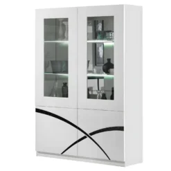 ALYSSA - Vitrine 2 Portes Laquée Brillant Blanc