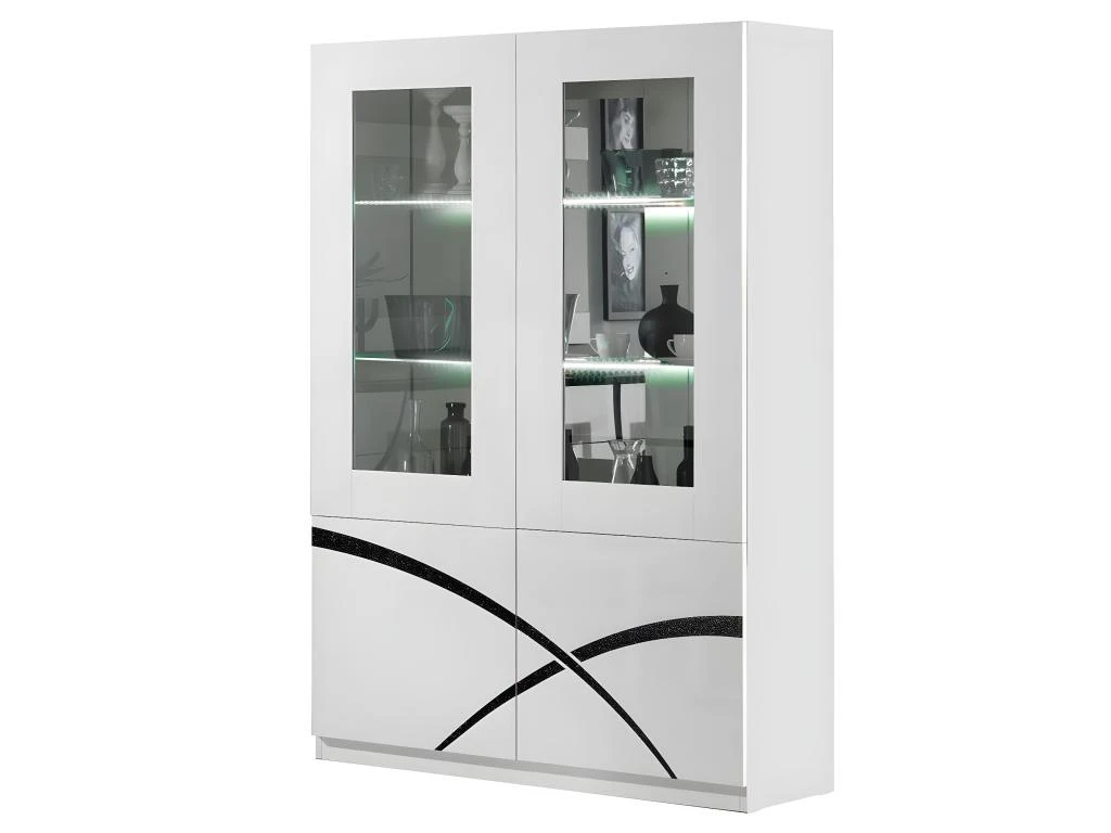 ALYSSA - Vitrine 2 Portes Laquée Brillant Blanc 3 ALYSSA - Vitrine 2 Portes Laquée Brillant Blanc