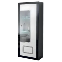 ROBBIE - Vitrine 1 Porte Droite Laqué Noir Et Blanc