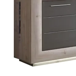 Vitrine Décor Bois Avec Vitrage Verre Trempé Et Poignées Métal - SHERA -Pas Cher Mobiliora Magasin bibliotheque vitrine et etagere 10005585