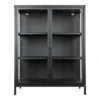 HENDRA - Vitrine 2 Portes Verre Et Acier Noir H101cm -Pas Cher Mobiliora Magasin bibliotheque vitrine et etagere 10005695