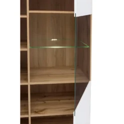 JADEA - Vitrine 2 Portes Style Scandinave Salon/salle à Manger - 132.5x90x41 - 10 Compartiments - Vitrine Double -Pas Cher Mobiliora Magasin bibliotheque vitrine et etagere 10005743