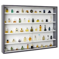 COLLECT - Vitrine Murale 5 Compartiments Grise Et Blanche -Pas Cher Mobiliora Magasin bibliotheque vitrine et etagere 10005749