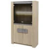 FANNY - Vitrine 2 Portes Aspect Bois Et Pierre + Eclairage Led 2 FANNY - Vitrine 2 Portes Aspect Bois Et Pierre + Eclairage Led -Pas Cher Mobiliora Magasin bibliotheque vitrine et etagere 10005789