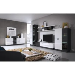 Vitrine Haute Collection CRISTAL Quatre Portes Coloris Blanc Et Noir. 8 Vitrine Haute Collection CRISTAL Quatre Portes Coloris Blanc Et Noir. -Pas Cher Mobiliora Magasin bibliotheque vitrine et etagere 10447381