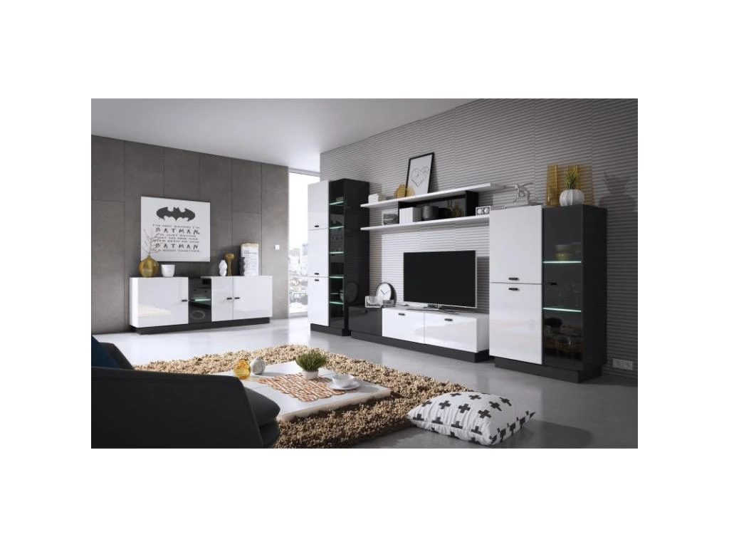 Vitrine Haute Collection CRISTAL Quatre Portes Coloris Blanc Et Noir. 5 Vitrine Haute Collection CRISTAL Quatre Portes Coloris Blanc Et Noir. – Image 3