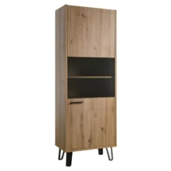 Vitrine 1 Porte Réversible Vitrée Finition Chêne Clair Texturé - MILOS