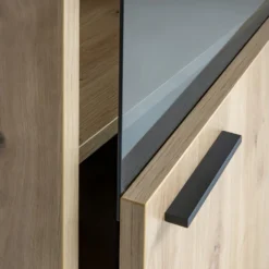 Vitrine 1 Porte Réversible Vitrée Finition Chêne Clair Texturé - MILOS -Pas Cher Mobiliora Magasin bibliotheque vitrine et etagere 10672459