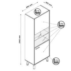 Vitrine 1 Porte Réversible Vitrée Finition Chêne Clair Texturé - MILOS -Pas Cher Mobiliora Magasin bibliotheque vitrine et etagere 10672461