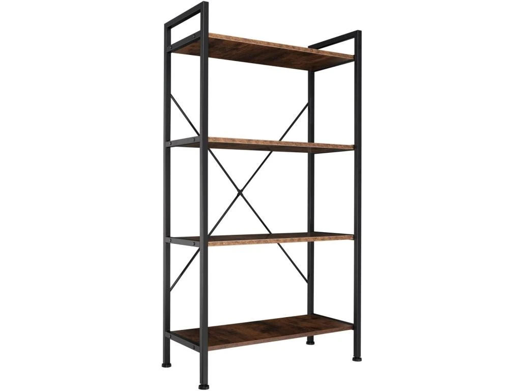 Grande étagère Bibliothèque Au Look Industriel/ Vintage 4 Niveaux 121,5 Cm Marron 08_0000278 3 Grande étagère Bibliothèque Au Look Industriel/ Vintage 4 Niveaux 121,5 Cm Marron 08_0000278