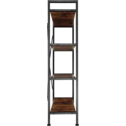 Grande étagère Bibliothèque Au Look Industriel/ Vintage 4 Niveaux 121,5 Cm Marron 08_0000278 9 Grande étagère Bibliothèque Au Look Industriel/ Vintage 4 Niveaux 121,5 Cm Marron 08_0000278 -Pas Cher Mobiliora Magasin bibliotheque vitrine et etagere 10696087