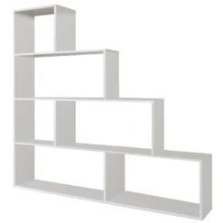 Étagère Bibliothèque Jaén Blanc Brillant 6 étagères, Pour Salle à Manger Ou Bureau