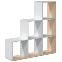 Étagère Bibliothèque Estela, Couleur Blanc/Chêne, Salle à Manger Ou Bureau -Pas Cher Mobiliora Magasin bibliotheque vitrine et etagere 10758945