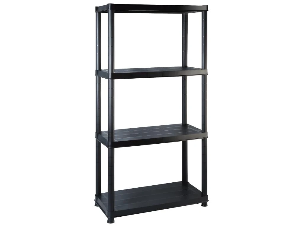 Étagère De Rangement Bibliothèque 4 Niveaux 130 Cm Plastique Noir 02_0000646 4 Étagère De Rangement Bibliothèque 4 Niveaux 130 Cm Plastique Noir 02_0000646 – Image 2