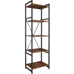 Grande étagère Bibliothèque Au Look Industriel/ Vintage 5 Niveaux 151,5 Cm Marron 08_0000575