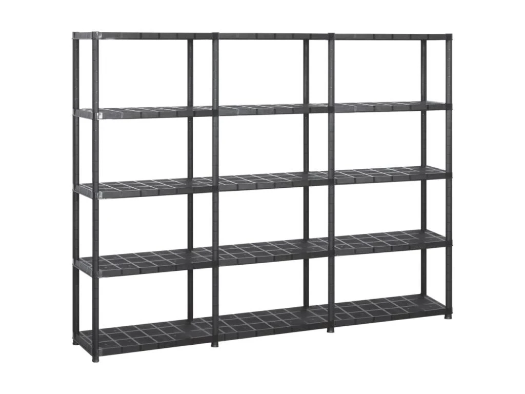 Étagère De Rangement Bibliothèque à 5 Niveaux 170 Cm Plastique Noir 02_0000650 3 Étagère De Rangement Bibliothèque à 5 Niveaux 170 Cm Plastique Noir 02_0000650
