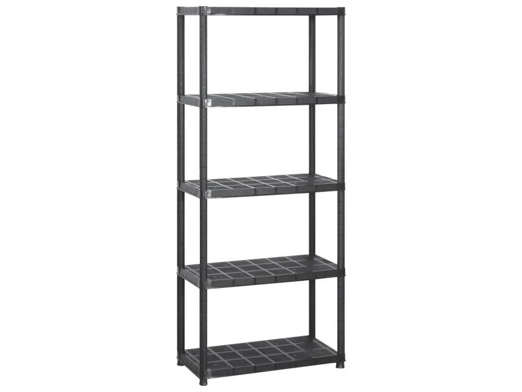 Étagère De Rangement Bibliothèque à 5 Niveaux 170 Cm Plastique Noir 02_0000650 4 Étagère De Rangement Bibliothèque à 5 Niveaux 170 Cm Plastique Noir 02_0000650 – Image 2