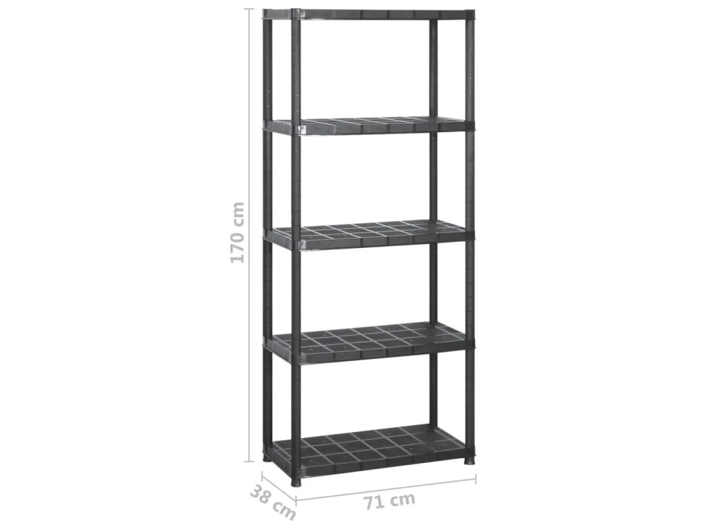 Étagère De Rangement Bibliothèque à 5 Niveaux 170 Cm Plastique Noir 02_0000650 7 Étagère De Rangement Bibliothèque à 5 Niveaux 170 Cm Plastique Noir 02_0000650 – Image 5
