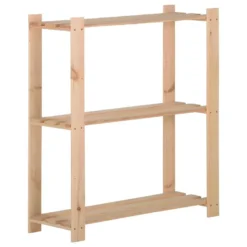 Étagère De Stockage 3 Niveau X 80 X 28,5 X 90 Cm Bois De Pin Massif 02_0000656