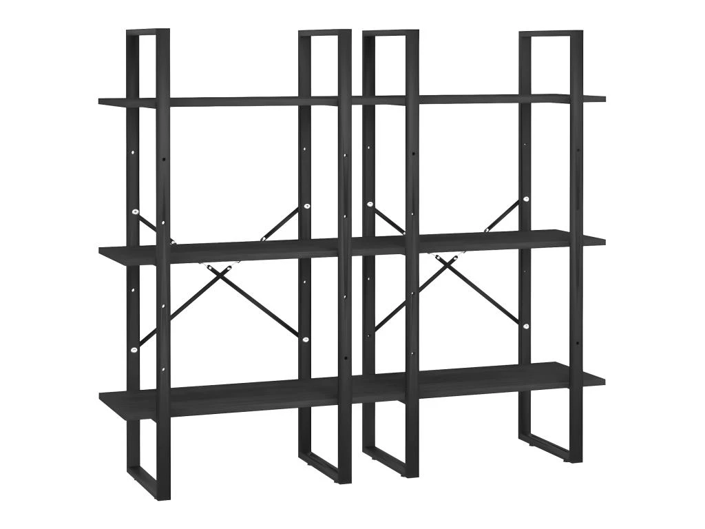 Lot De 2 étagères De Rangement 60 X 30 X 210 Cm Bois De Pin Noir 02_0000672 4 Lot De 2 étagères De Rangement 60 X 30 X 210 Cm Bois De Pin Noir 02_0000672 – Image 2