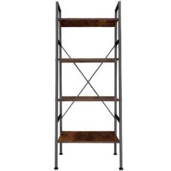 Grande étagère Bibliothèque Au Look Industriel/ Vintage 4 Niveaux 150 Cm Marron 08_0000264 -Pas Cher Mobiliora Magasin bibliotheque vitrine et etagere 10765223