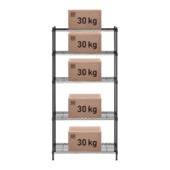 Étagère Métallique Professionnel Noire 35 X 90 X 180 Cm 150 Kg 14_0001538 -Pas Cher Mobiliora Magasin bibliotheque vitrine et etagere 10765235