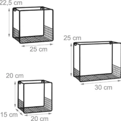 Set De 3 étagères Tablettes Flottantes En Métal Noir 13_0002493_2