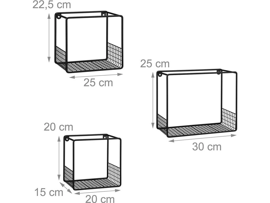 Set De 3 étagères Tablettes Flottantes En Métal Noir 13_0002493_2 3 Set De 3 étagères Tablettes Flottantes En Métal Noir 13_0002493_2