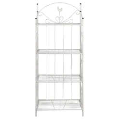 Etagère 4 Niveaux Acier Blanc Intérieur Ou Extérieur Pour Plantes Fleurs 2702002 -Pas Cher Mobiliora Magasin bibliotheque vitrine et etagere 10766019