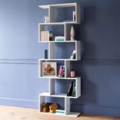 Bibliothèque 6 étagères Blanche VIRGINIA - HAPPY GARDEN