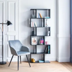 Bibliothèque 6 étagères Noire VIRGINIA - HAPPY GARDEN -Pas Cher Mobiliora Magasin bibliotheque vitrine et etagere 10781073