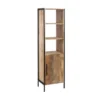Etagère 3 Niches 1 Porte Bois Brut/Noir - SOPHIA -Pas Cher Mobiliora Magasin bibliotheque vitrine et etagere 11124297