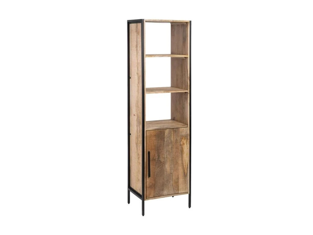 Etagère 3 Niches 1 Porte Bois Brut/Noir - SOPHIA 3 Etagère 3 Niches 1 Porte Bois Brut/Noir - SOPHIA