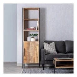 Etagère 3 Niches 1 Porte Bois Brut/Noir - SOPHIA 6 Etagère 3 Niches 1 Porte Bois Brut/Noir - SOPHIA -Pas Cher Mobiliora Magasin bibliotheque vitrine et etagere 11124299