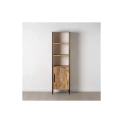 Etagère 3 Niches 1 Porte Bois Brut/Noir - SOPHIA 7 Etagère 3 Niches 1 Porte Bois Brut/Noir - SOPHIA -Pas Cher Mobiliora Magasin bibliotheque vitrine et etagere 11124301