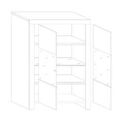 Vitrine 2 Portes Chêne Naturel - PISE -Pas Cher Mobiliora Magasin bibliotheque vitrine et etagere 11128571