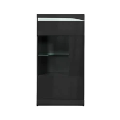 Vitrine 1 Porte Noir Laqué Brillant - PESMES -Pas Cher Mobiliora Magasin bibliotheque vitrine et etagere 11128721