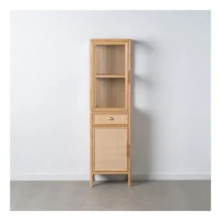 Vitrine 2 Portes 1 Tiroir Bois Naturel N°1 - CHRISTINA -Pas Cher Mobiliora Magasin bibliotheque vitrine et etagere 11129069