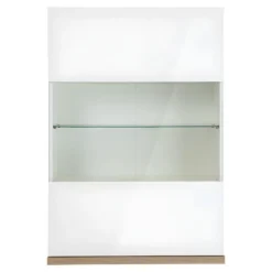 Vitrine Murale Réversible Finition Chêne Et Blanc Laqué - VERONICA -Pas Cher Mobiliora Magasin bibliotheque vitrine et etagere 11324447