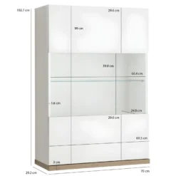 Vitrine Murale Réversible Finition Chêne Et Blanc Laqué - VERONICA -Pas Cher Mobiliora Magasin bibliotheque vitrine et etagere 11324451