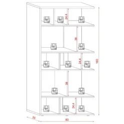 Bibliothèque Design 13 Niches De Rangements L80 X H160 Cm - Twin 17 Bibliothèque Design 13 Niches De Rangements L80 X H160 Cm - Twin -Pas Cher Mobiliora Magasin bibliotheque vitrine et etagere 11453135