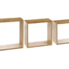 Lot De 3 Étagères Murales Flottantes Cubes En Bambou Fixations Invisibles -Pas Cher Mobiliora Magasin bibliotheque vitrine et etagere 11511103