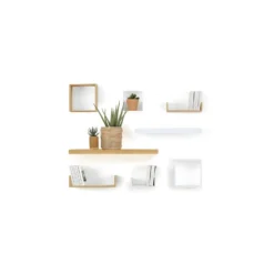 Lot De 3 Étagères Murales Flottantes Cubes En Bambou Fixations Invisibles -Pas Cher Mobiliora Magasin bibliotheque vitrine et etagere 11511107