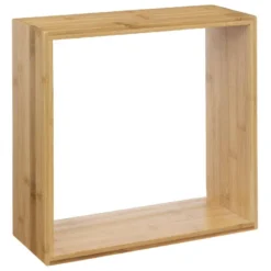 Lot De 3 Étagères Murales Flottantes Cubes En Bambou Fixations Invisibles -Pas Cher Mobiliora Magasin bibliotheque vitrine et etagere 11511109
