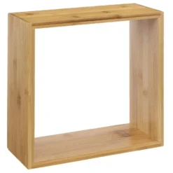 Lot De 3 Étagères Murales Flottantes Cubes En Bambou Fixations Invisibles -Pas Cher Mobiliora Magasin bibliotheque vitrine et etagere 11511111