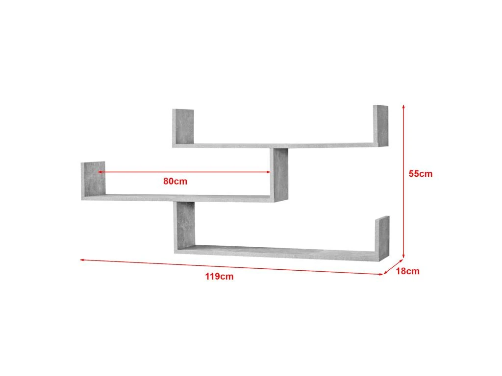 Étagère Murale Meuble Mural Design 3 Surfaces De Rangement 119 Cm Effet Béton Gris 03_0005203 4 Étagère Murale Meuble Mural Design 3 Surfaces De Rangement 119 Cm Effet Béton Gris 03_0005203 – Image 2