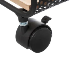 Étagère 3 Cases Sur Roues En Métal Et Bois H 73 Cm -Pas Cher Mobiliora Magasin bibliotheque vitrine et etagere 11909103