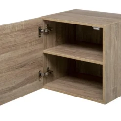 Meuble Etagère Murale 2 Cases De Rangement Et 1 Porte 36.5 X 30 Cm Effet Bois Naturel