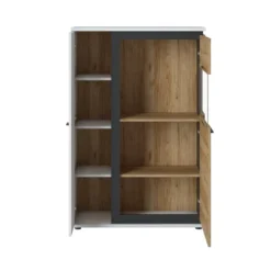 Vitrine Avec 2 Portes - Naturel Et Blanc - NISUKA 7 Vitrine Avec 2 Portes - Naturel Et Blanc - NISUKA -Pas Cher Mobiliora Magasin bibliotheque vitrine et etagere 12306299